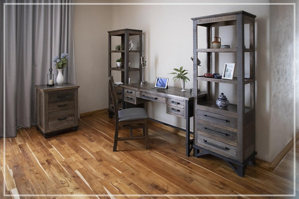 Loft Brown 5 Drawer Desk in Gray and Brown