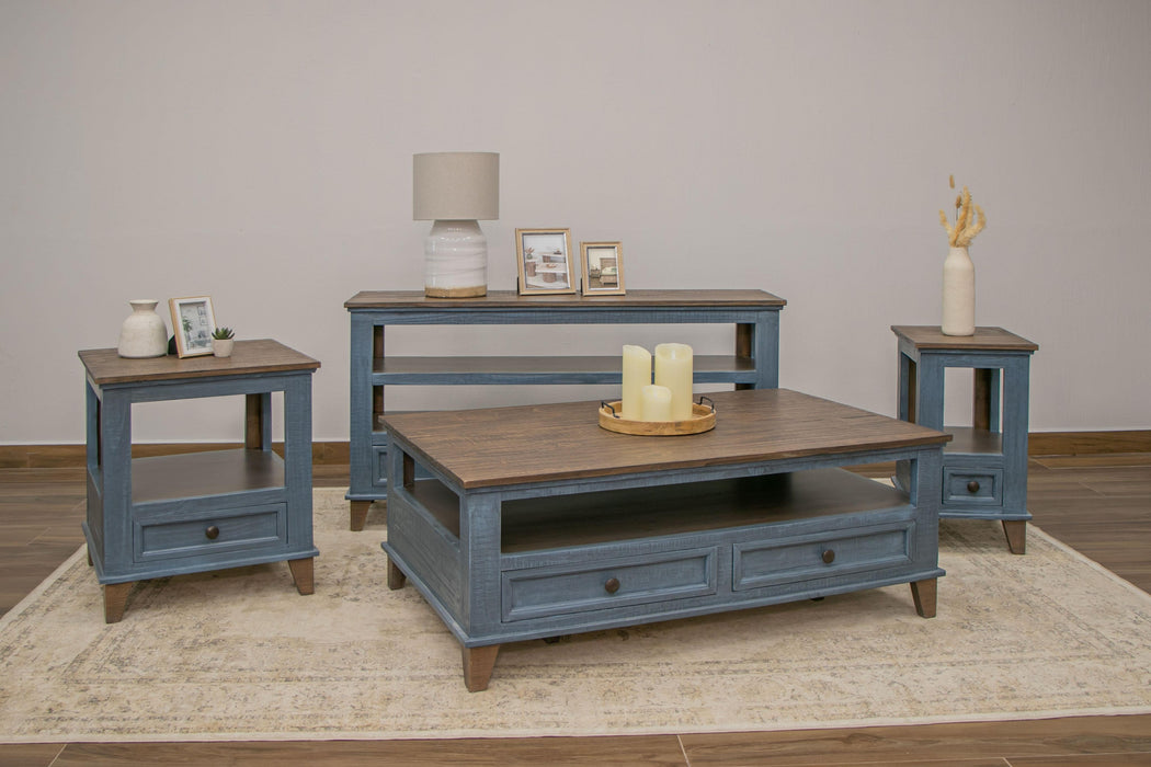 Toscana 2 Drawers, Sofa Table Blue