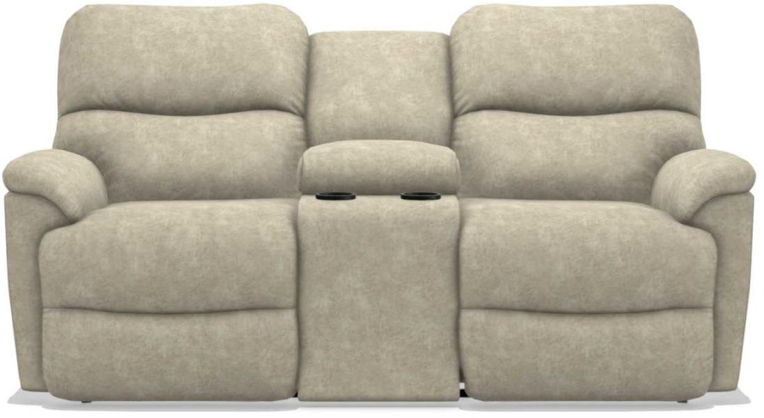 La-Z-Boy Trouper PowerRecline La-Z-Time Stucco Reclining Loveseat with Headrest and Console image