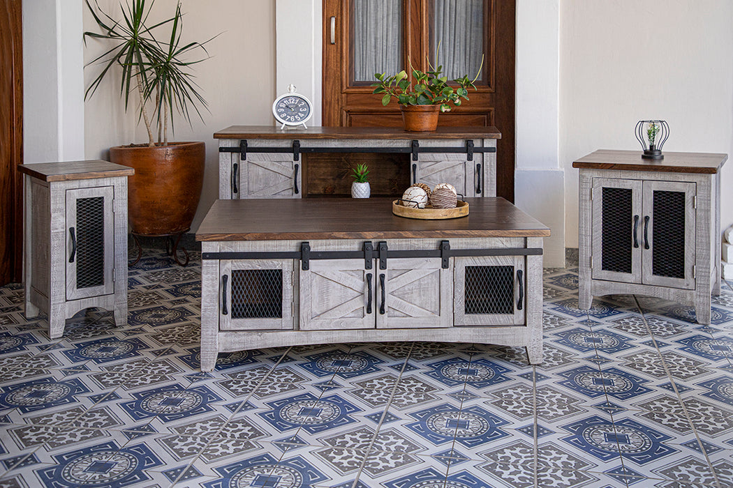 Pueblo Gray End Table 2 Doors