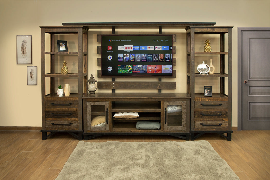 Loft Brown 2 Doors & Shelves, TV Stand for Wall Unit